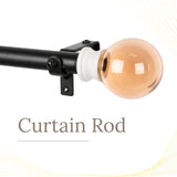 Coral Glass Finial Extendable Curtain Rod Black 19MM (Hardware Included)