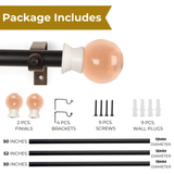 Coral Glass Finial Extendable Curtain Rod Black 19MM (Hardware Included)