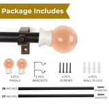 Coral Glass Finial Extendable Curtain Rod Black 19MM (Hardware Included)