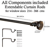 Tesla Glass Finial Extendable Curtain Rod Black 19MM (Hardware Included)
