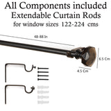 Tesla Glass Finial Extendable Curtain Rod Black 19MM (Hardware Included)