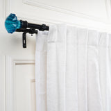 Blue Bloom Finial Extendable Double Curtain Rod Black 19MM (Hardware Included)