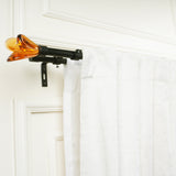 Brown Tulip Finial Extendable Double Curtain Rod Black 19MM (Hardware Included)
