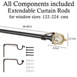 Gold Bullet Finial Extendable Curtain Rod Black 25MM (Hardware Included)