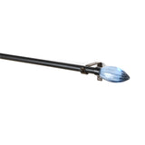 Blue Bud Finial Extendable Curtain Rod Black 19MM (Hardware Included)