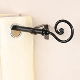 Spiral Metal Finial Extendable Curtain Rod Black 19MM