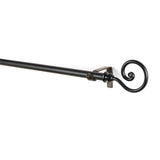 Spiral Metal Finial Extendable Curtain Rod Black 19MM