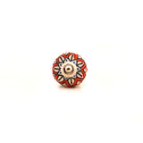Orange Ceramic Decorative Knobs - Set Of 4