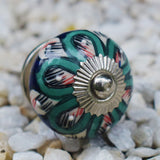 Floral Emboss Ceramic Finial Extendable Curtain Rod Black 19MM (Hardware Included)