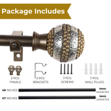 Spectra Metal Extendable Curtain Rod Black 19MM (Hardware Included)