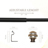 Spectra Metal Extendable Curtain Rod Black 19MM (Hardware Included)