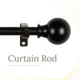 Ross Grey Metal Finial Extendable Curtain Rod Black 19MM (Hardware Included)