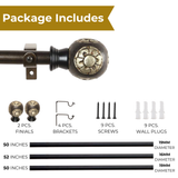 Mughal Metal Extendable Curtain Rod Black 25MM (Hardware Included)