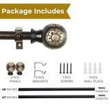 Mughal Metal Extendable Curtain Rod Black 25MM (Hardware Included)