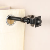 Metal Half Round Finial Extendable Curtain Rod Black 19MM (Hardware Included)
