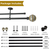 Spectra Metal Extendable Double Curtain Rod Black 19MM (Hardware Included)