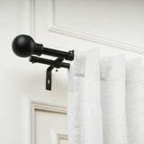 Ross Grey Metal Finial Extendable Double Curtain Rod Black 19MM (Hardware Included)