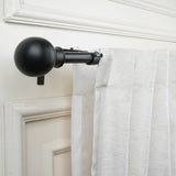 Ross Grey Metal Finial Extendable Double Curtain Rod Black 19MM (Hardware Included)