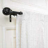 Perforated Black Metal Finial Extendable Double Curtain Rod Black 19MM (Hardware Included)