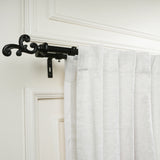 Regal Metal Finial Extendable Double Curtain Rod Black 19MM (Hardware Included)