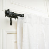 Metal Half Round Finial Extendable Double Curtain Rod Black 19MM (Hardware Included)