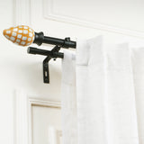 HoneyComb MOP Finial Extendable Double Curtain Rod Black 19MM (Hardware Included)
