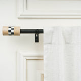 Chess Wood Finial Extendable Curtain Rod Black 19MM (Hardware Included)