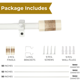 Marble & Wood Blend Finial Extendable Curtain Rod White 19 MM (Hardware Included)