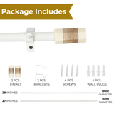 Marble & Wood Blend Finial Extendable Curtain Rod White 19 MM (Hardware Included)