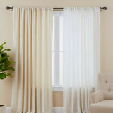 Rustic Metal Finial Extendable Curtain Rod Black 19MM (Hardware Included)