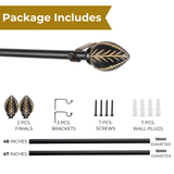 Manifesto Wooden Finial Extendable Curtain Rod Black 19MM (Hardware Included)