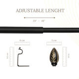 Manifesto Wooden Finial Extendable Curtain Rod Black 19MM (Hardware Included)