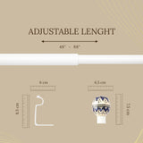 Handpainted Botanic Ceramic Finial Extendable Curtain Rod White 19MM (Hardware Included)