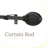 Metal Weave Finial Extendable Curtain Rod Black 19MM (Hardware Included)