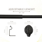 Metal Weave Finial Extendable Curtain Rod Black 19MM (Hardware Included)