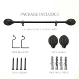 Metal Weave Finial Extendable Curtain Rod Black 19MM (Hardware Included)