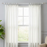Handpainted Cylinder Ceramic Finial Extendable Curtain Rod White 19MM (Hardware Included)