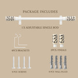 Handpainted Cylinder Ceramic Finial Extendable Curtain Rod White 19MM (Hardware Included)