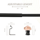 Coral Glass Bloom Finial Extendable Curtain Rod Black 19MM (Hardware Included)