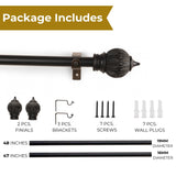 Conch Wood Finial Extendable Curtain Rod Black 19MM (Hardware Included)