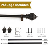 Conch Wood Finial Extendable Curtain Rod Black 19MM (Hardware Included)