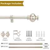 SS Typho Finial Extendable Curtain Rod SS 19MM (Hardware Included)