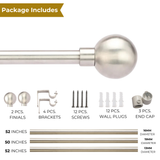 SS Ball Finial Extendable Curtain Rod SS 19MM (Hardware Included)