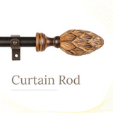 Carved Mughal Wood Finial Extendable Curtain Rod Black 25MM (Hardware Included)