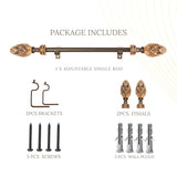 Carved Mughal Wood Finial Extendable Curtain Rod Black 25MM (Hardware Included)