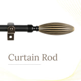 Wood Bud Finial Extendable Curtain Rod Black 19MM (Hardware Included)