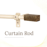 Scarred Wood Finial Extendable Curtain Rod Beige 19MM (Hardware Included)