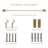 Scarred Wood Finial Extendable Curtain Rod Beige 19MM (Hardware Included)