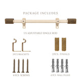 Scarred Wood Finial Extendable Curtain Rod Beige 19MM (Hardware Included)