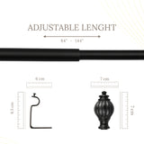 Epitome Wood Finial Extendable Curtain Rod Black 19MM (Hardware Included)